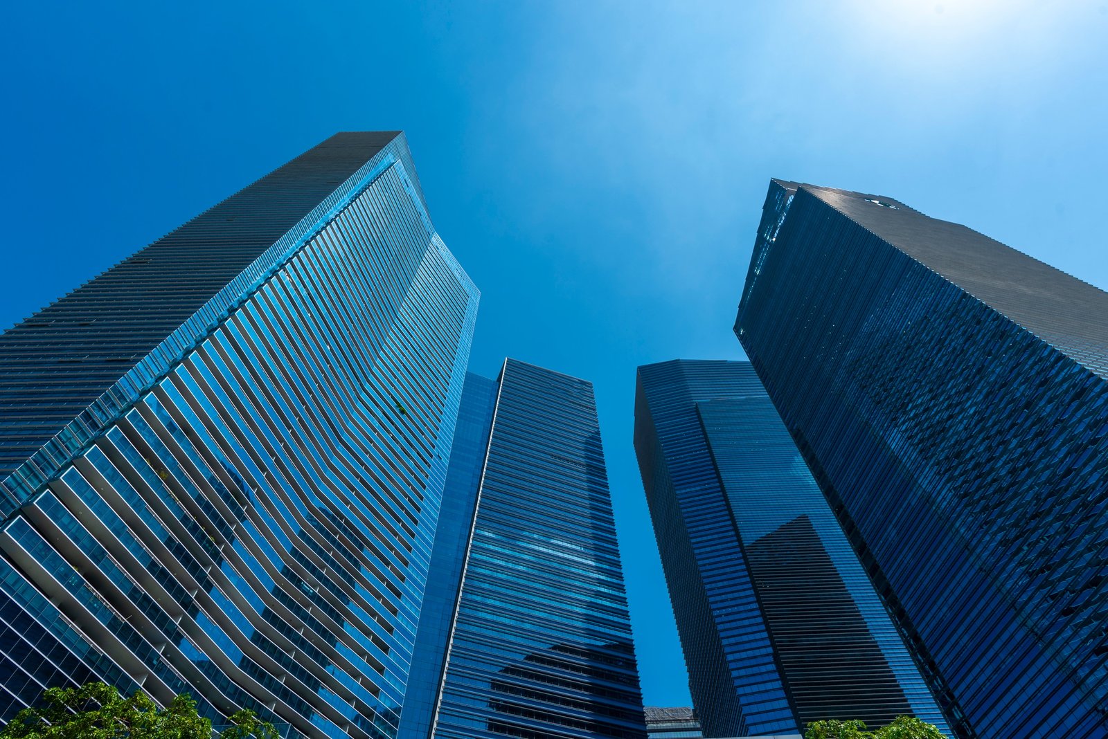Skyline of Singapore city. Downtown skyscrapers office buildings